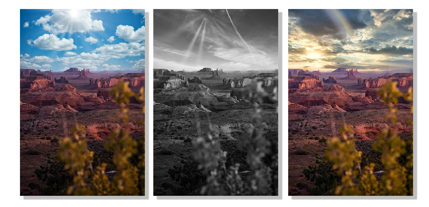3 Stacked Images Monument Valley